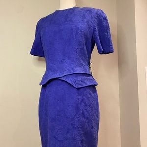 Julian Taylor New York Vintage Blue Dress Skirt Set Size 10